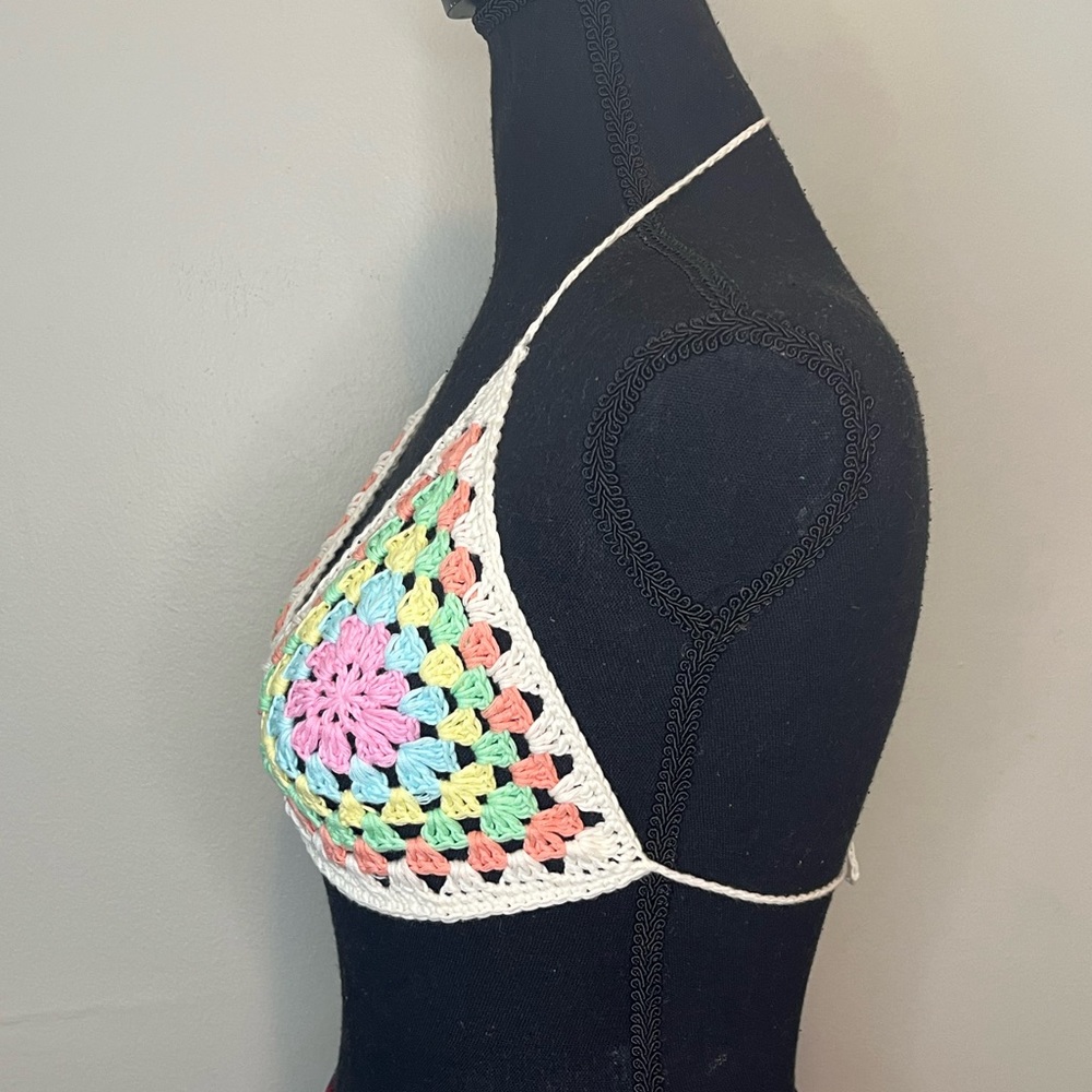 Crochet top bikini Cotton yarn Handmade By Seller festival, rave, pool summer - Picture 4 of 10